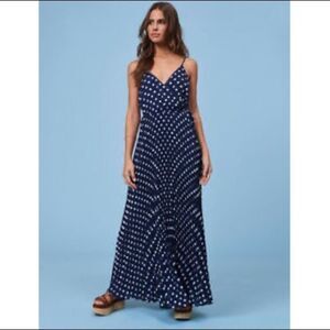 Aly & Jay Navy Polka Dot Pleated Dress - Small